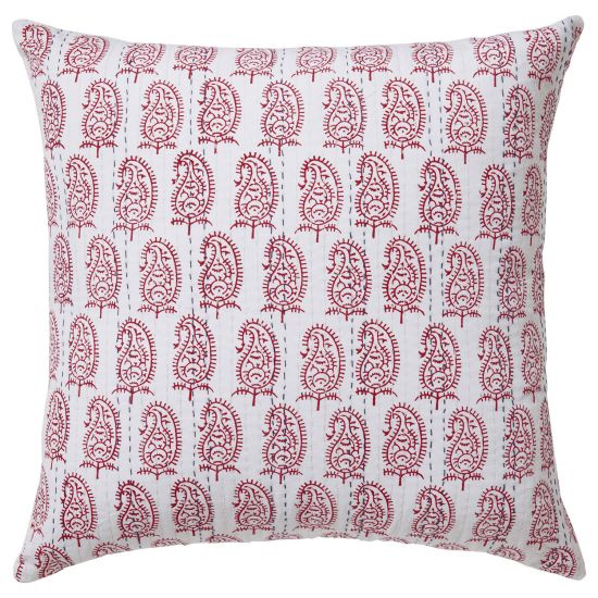 Sahara-Yasmin Hand-Stitched Reversible Euro - Red